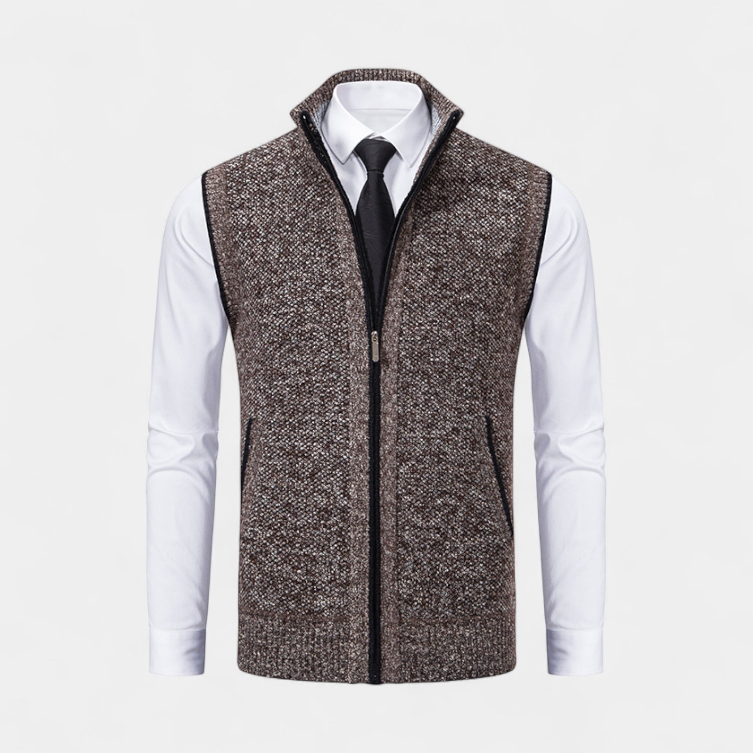 Vintares | Knitted Zip Gilet for Men