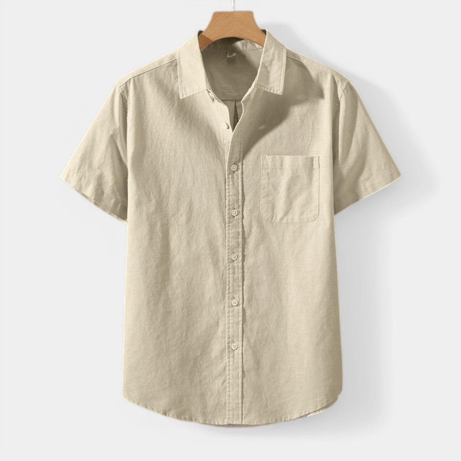 Short Sleeve Button-Up Shirt Chest Pocket for Men