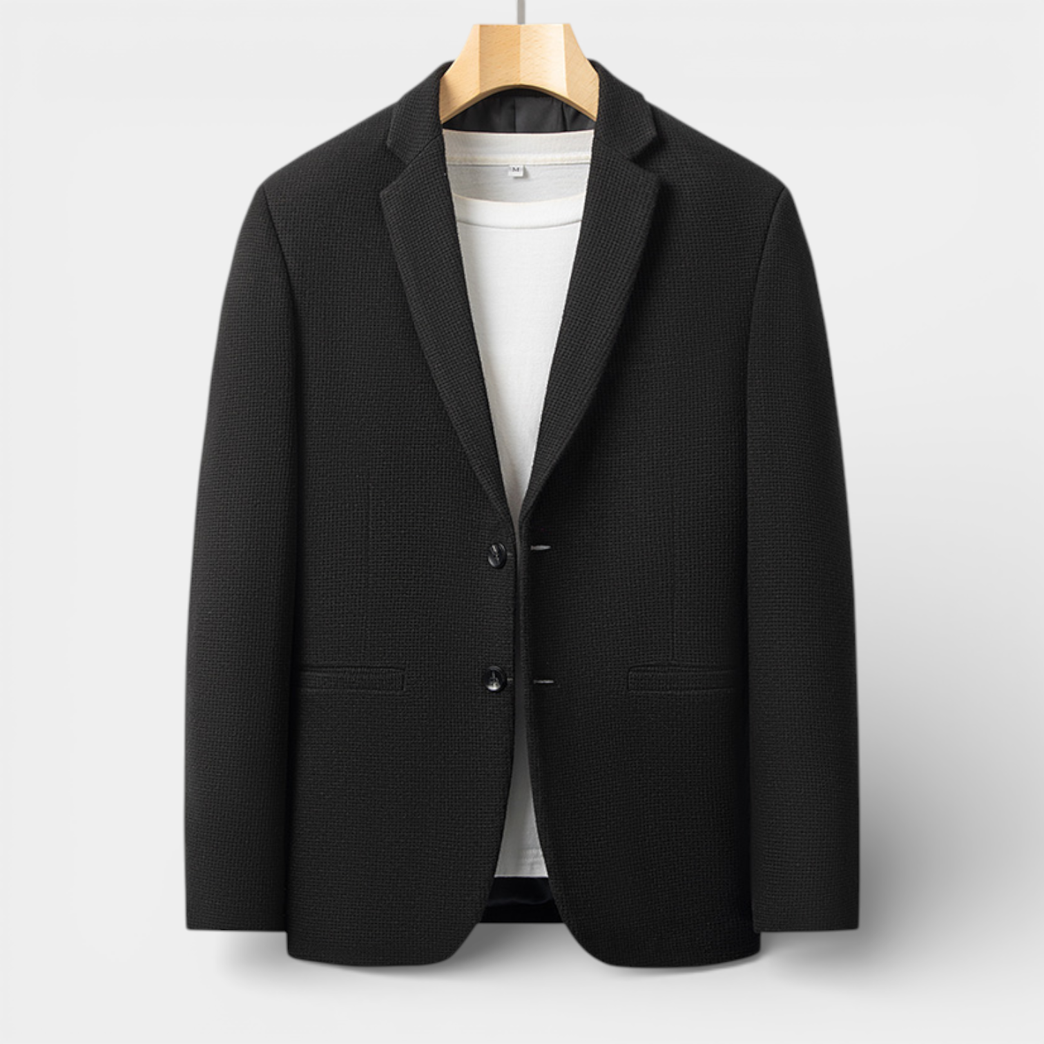 Single-Breasted Structured Blazer Notch Lapel for Men