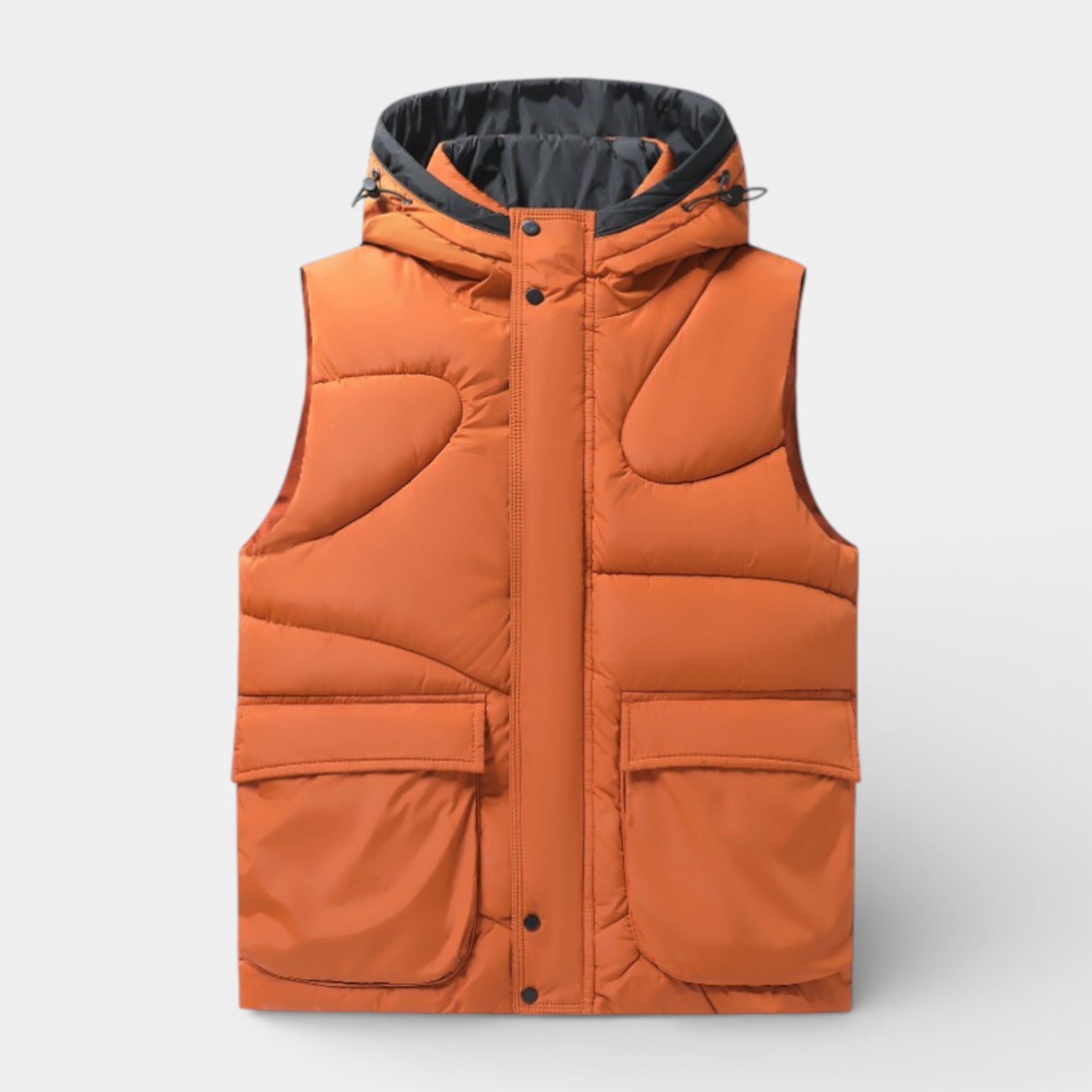 Vintares | Men’s Snap-Front Hooded Quilted Vest - Patch Pockets
