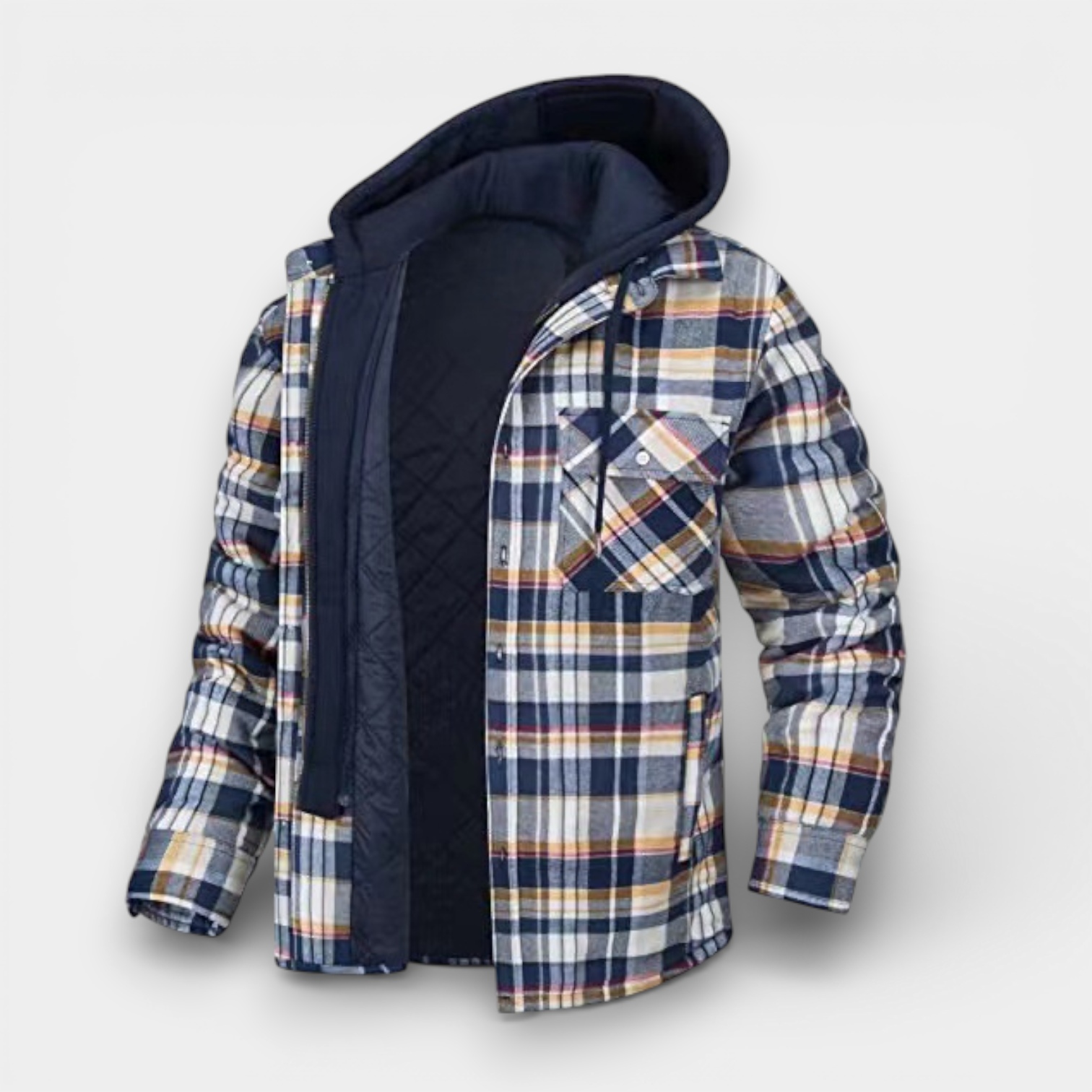 Hooded Quilted Shirt Jacket Regular Fit for Men