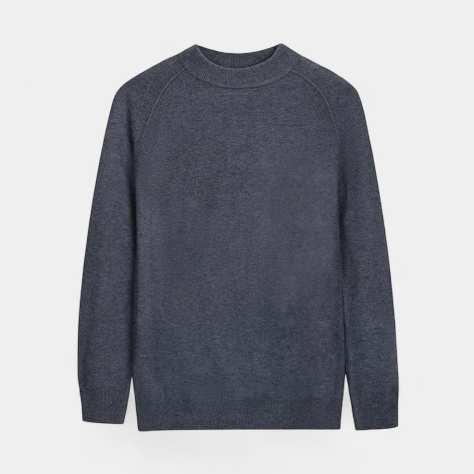 Vintares | Merino Wool Sweater with Half High Collar - Crew Neck