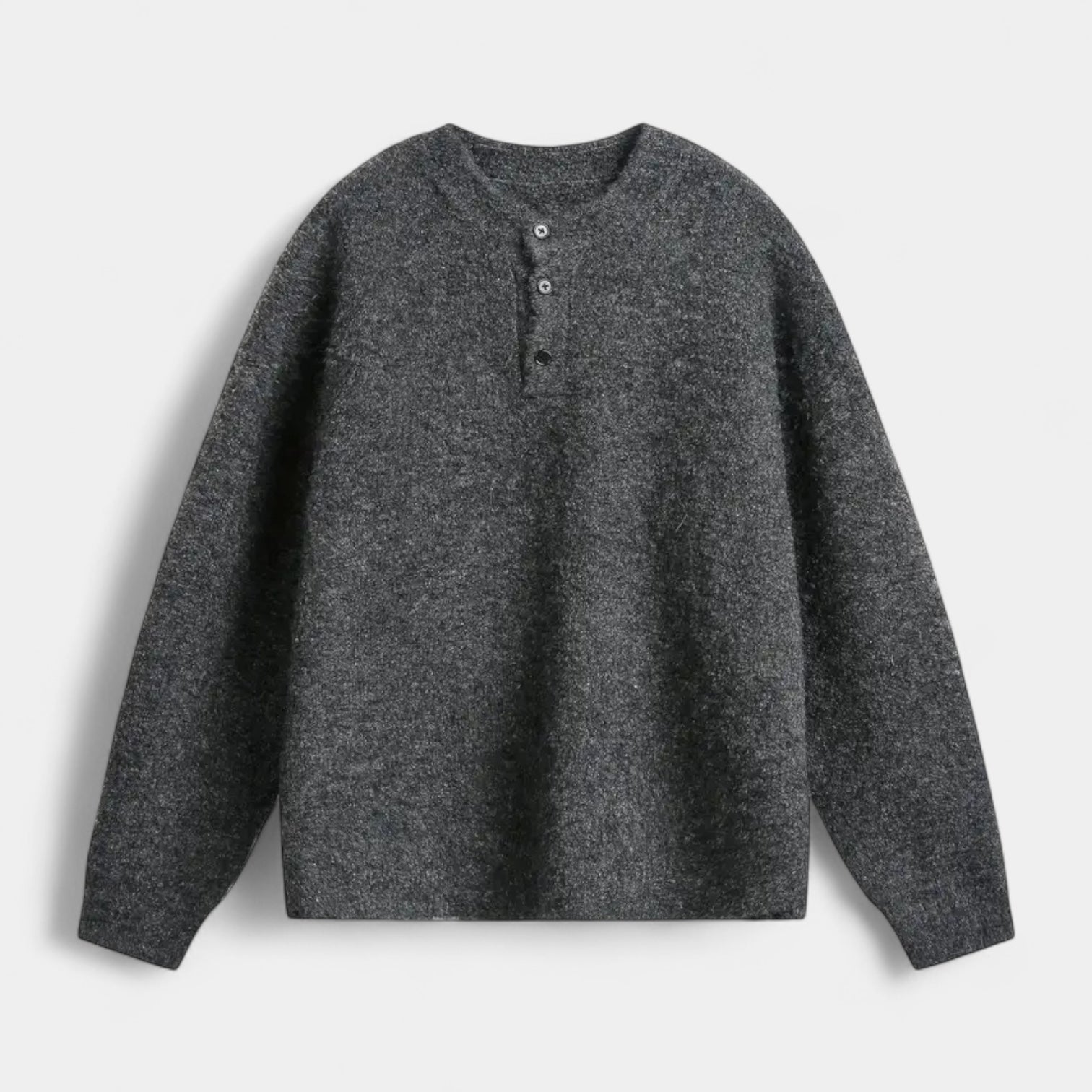 Vintares | Casual Long-Sleeve Henley Shirt in Wool