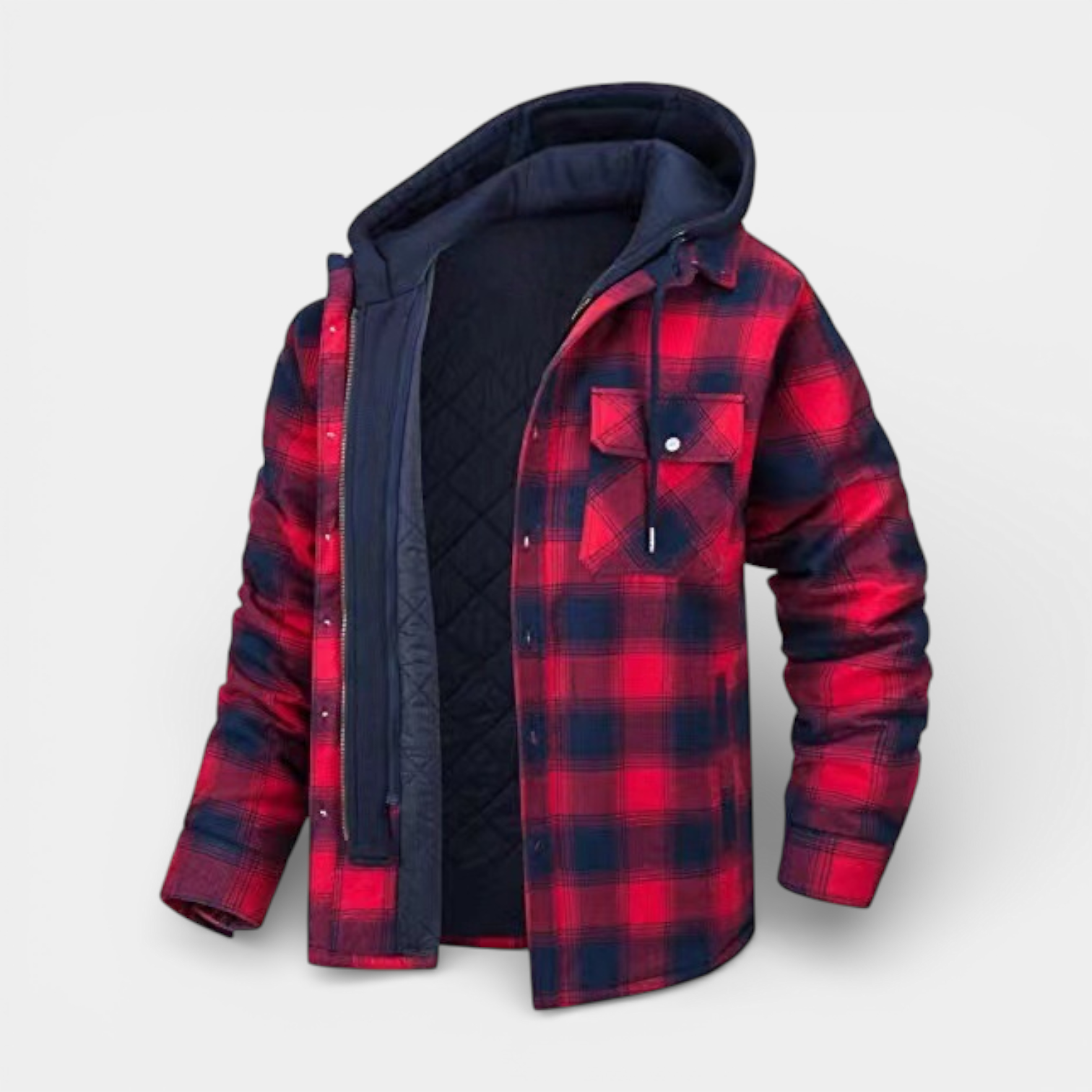 Hooded Quilted Shirt Jacket Regular Fit for Men