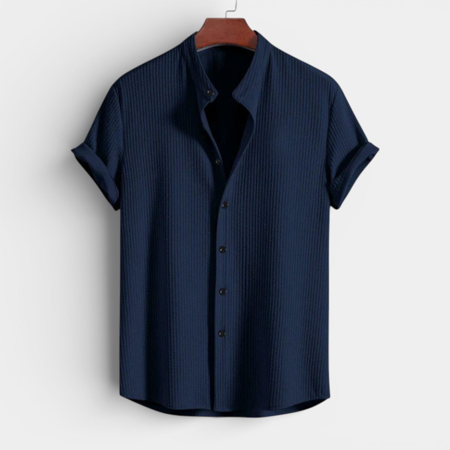 Textured Short Sleeve Button-Up Shirt Regular Fit for Men