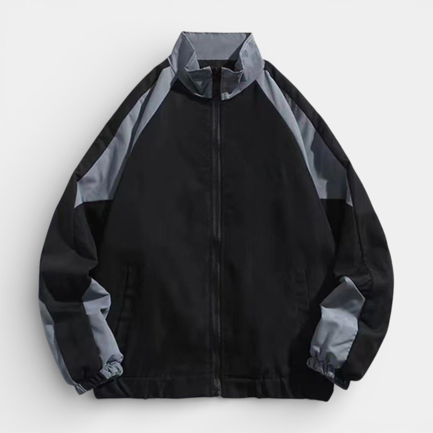 Zip-Up Track Jacket Stand Collar Regular Fit for Men