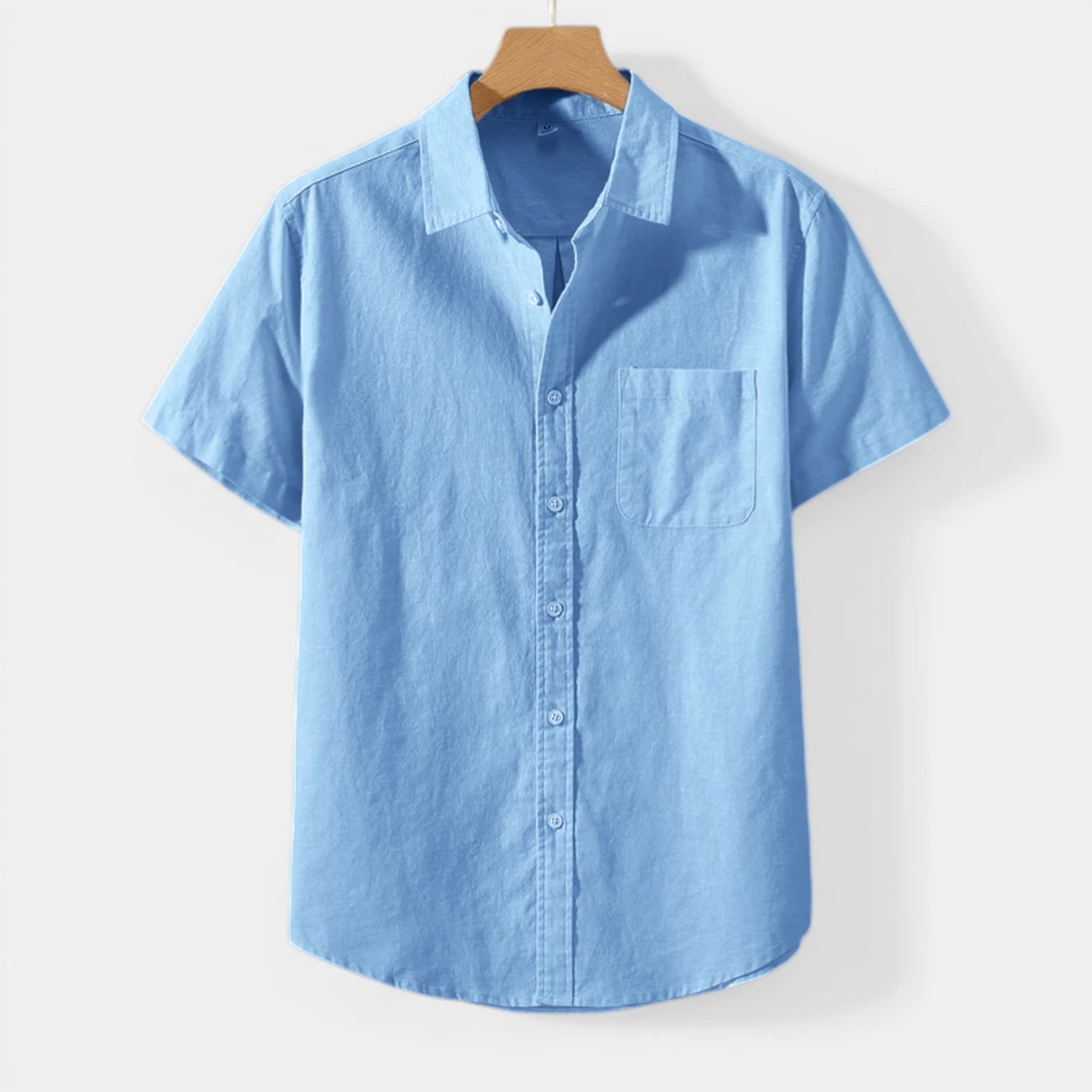 Short Sleeve Button-Up Shirt Chest Pocket for Men