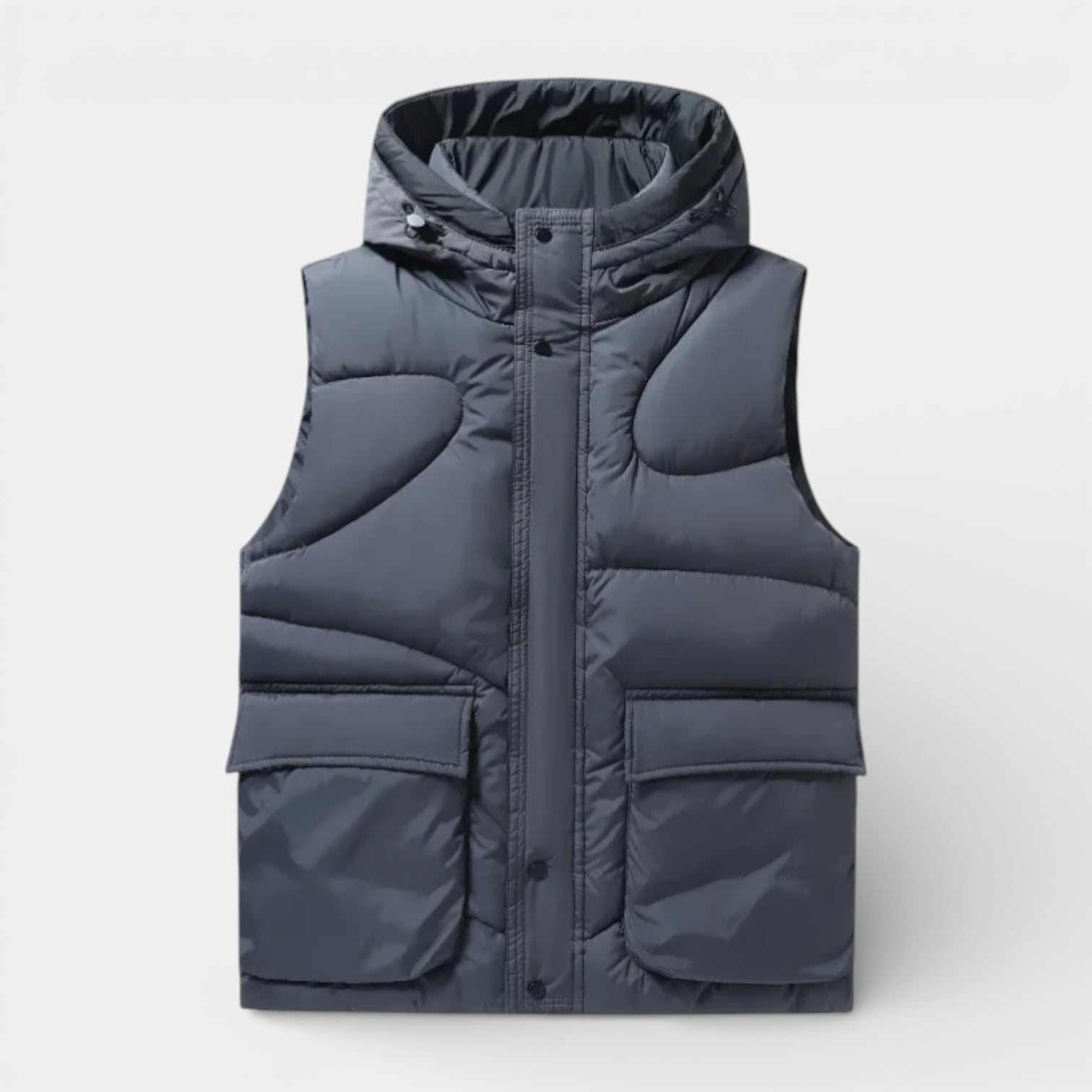 Vintares | Men’s Snap-Front Hooded Quilted Vest - Patch Pockets