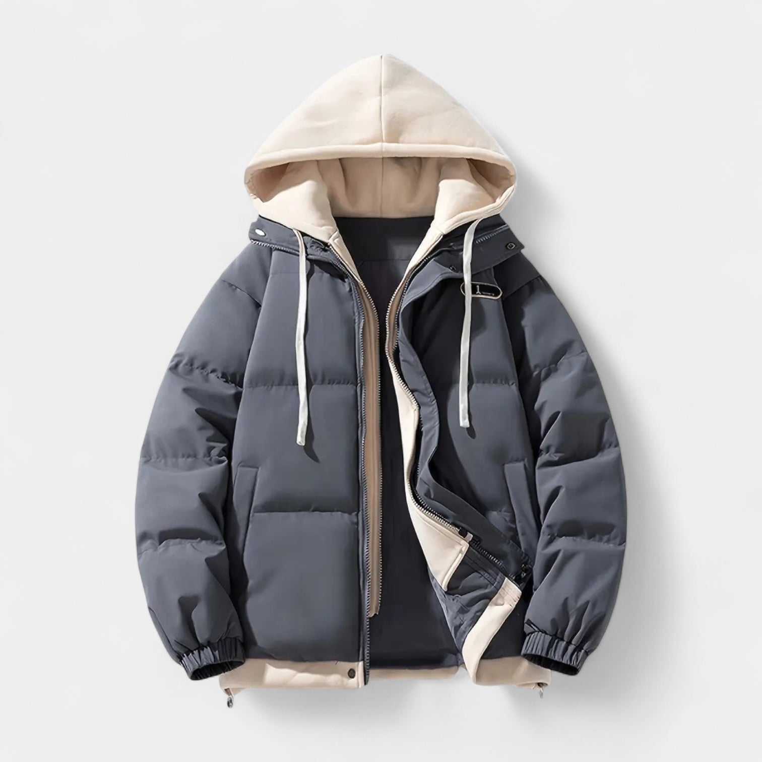 Vintares | Layered Hooded Puffer Jacket for Men