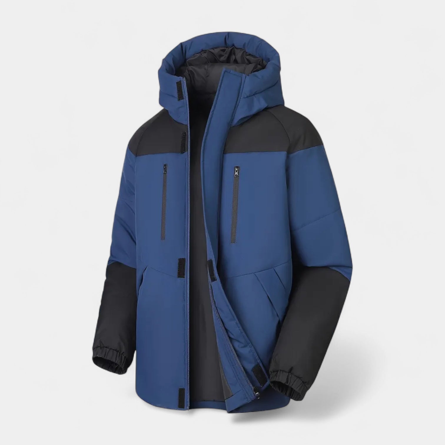 Two-Tone Puffer Jacket Hooded Water-Resistant for Men