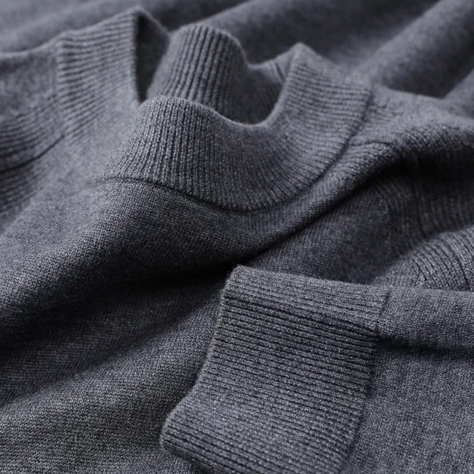 Vintares | Merino Wool Sweater with Half High Collar - Crew Neck