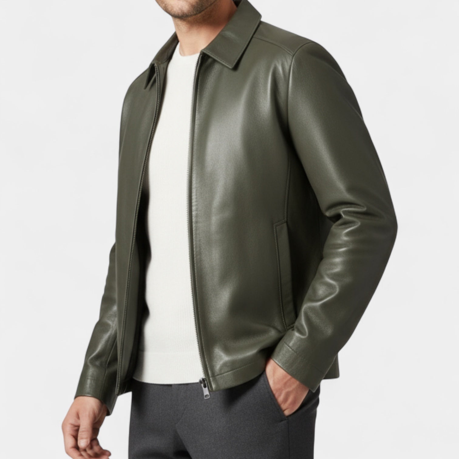Vintares | Genuine Leather Jacket for Men – Classic Minimalist Design