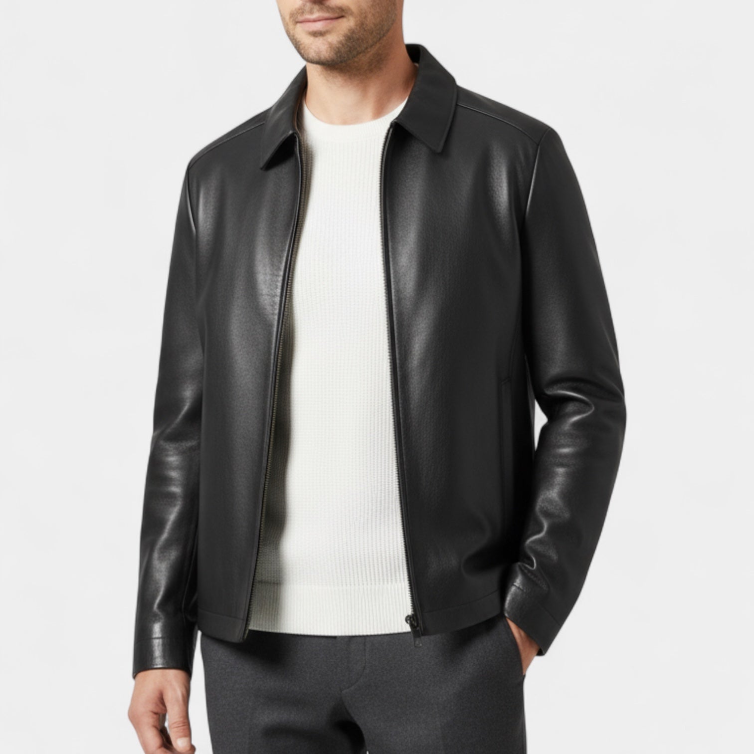 Vintares | Genuine Leather Jacket for Men – Classic Minimalist Design
