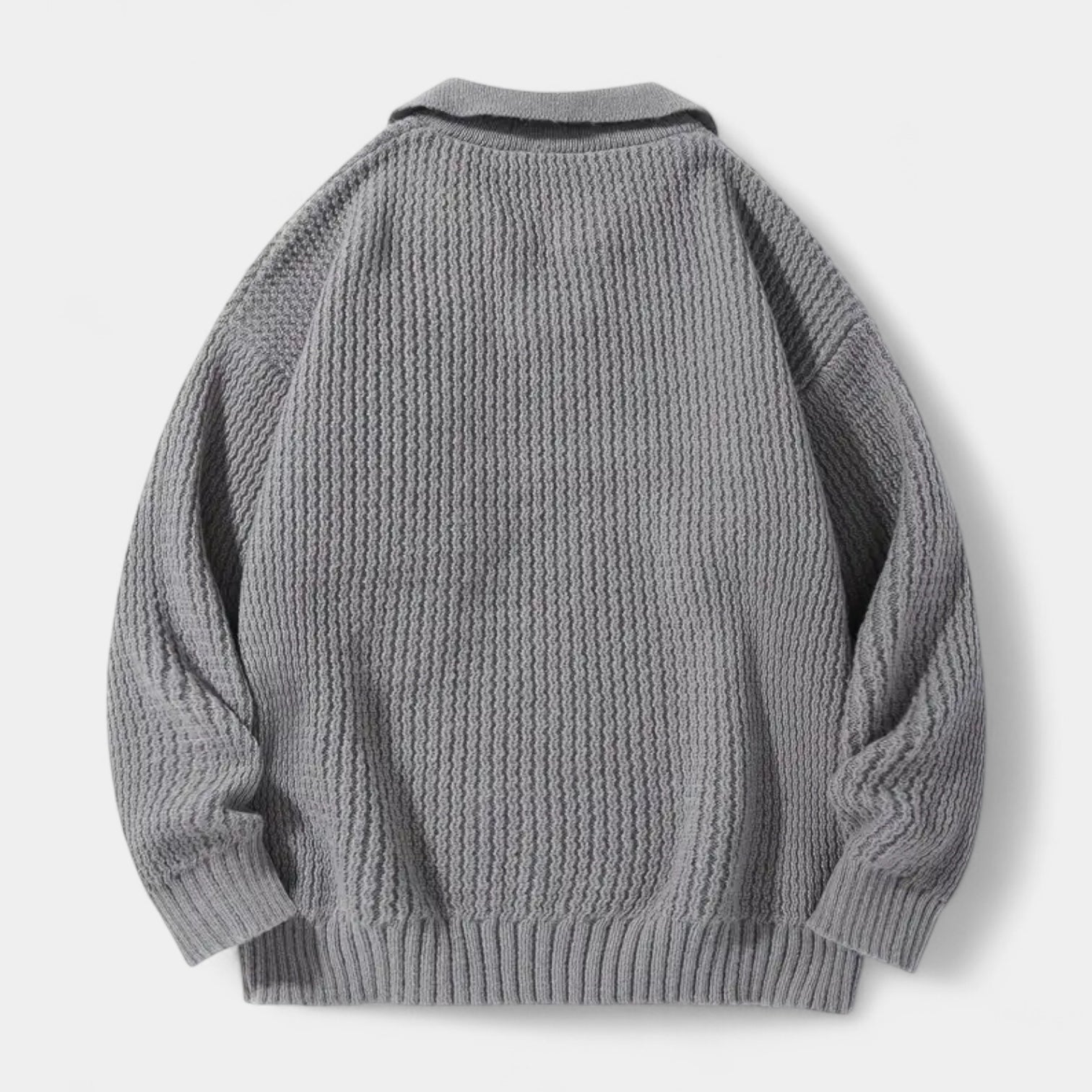 Vintares | Textured Knit Polo Sweater for Men