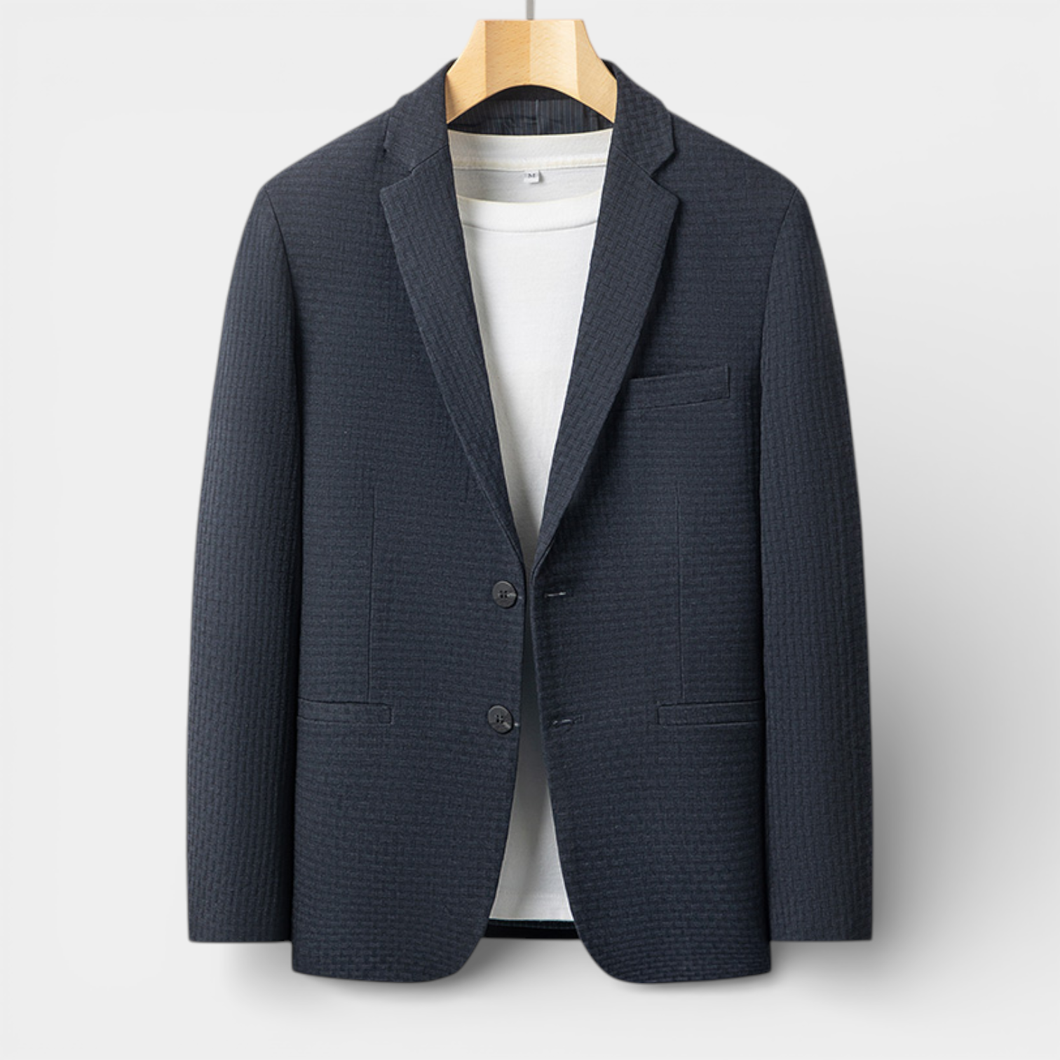 Single-Breasted Structured Blazer Notch Lapel for Men