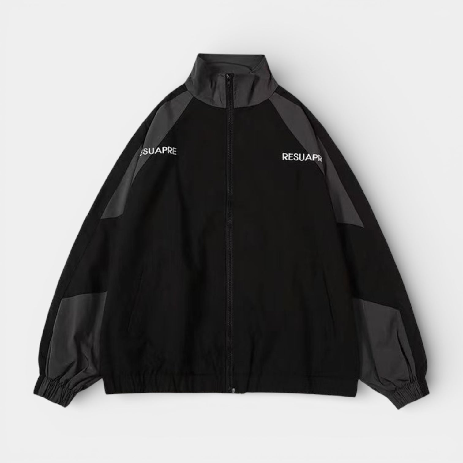 Zip-Up Track Jacket Stand Collar Regular Fit for Men