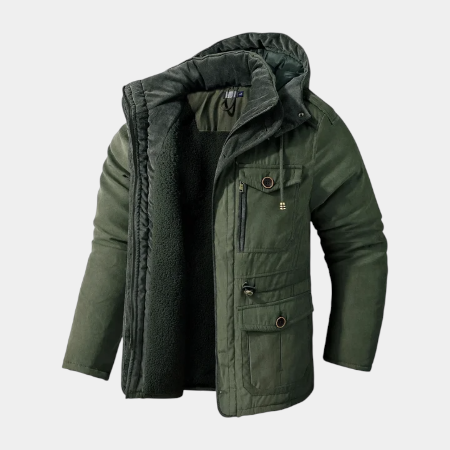 Hooded Utility Jacket Fleece Lined Regular Fit for Men
