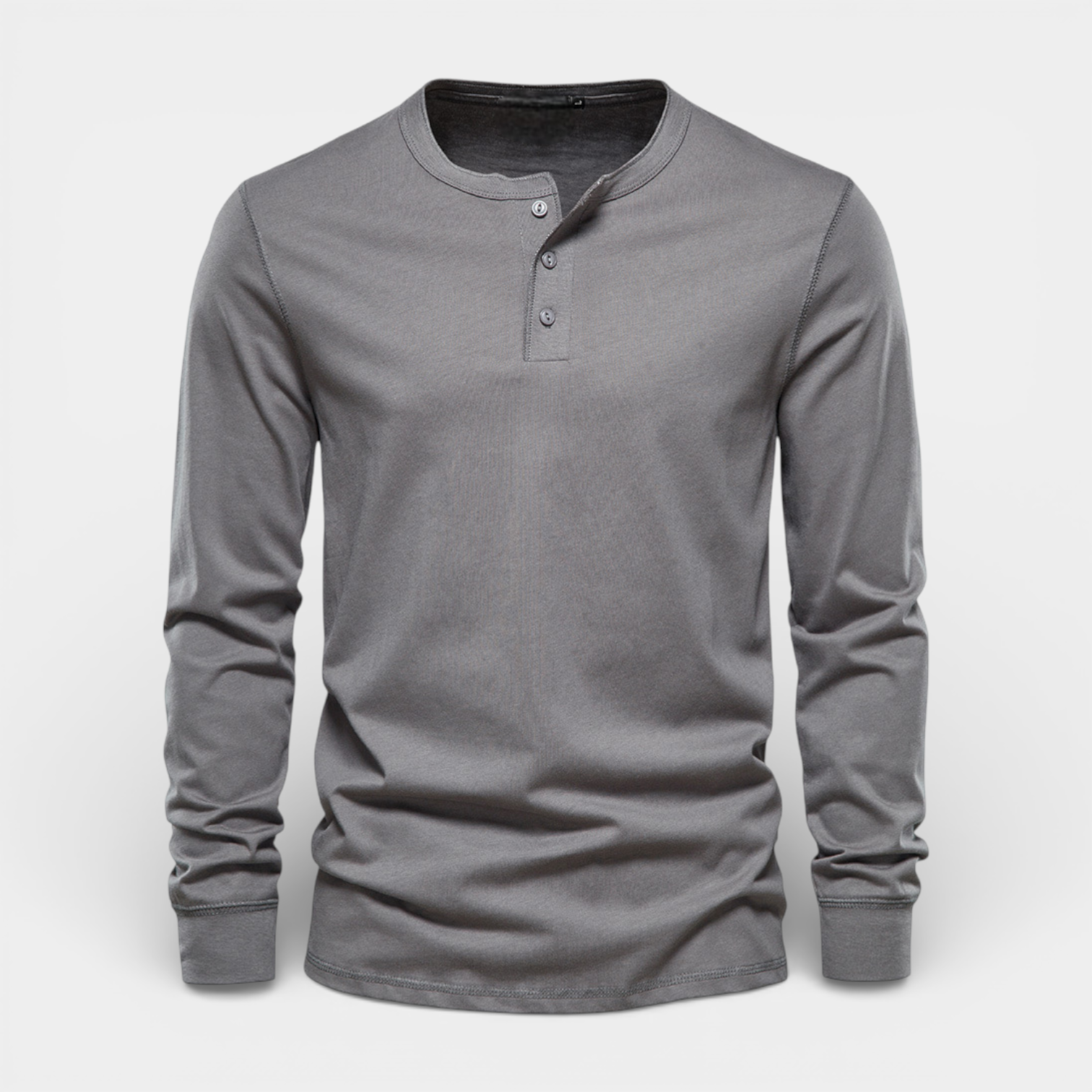 Long Sleeve Henley Shirt Button Placket Regular Fit for Men