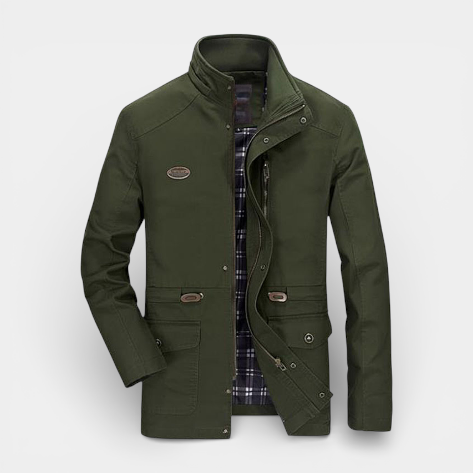 Stand Collar Multi-Pocket Field Jacket Regular Fit for Men