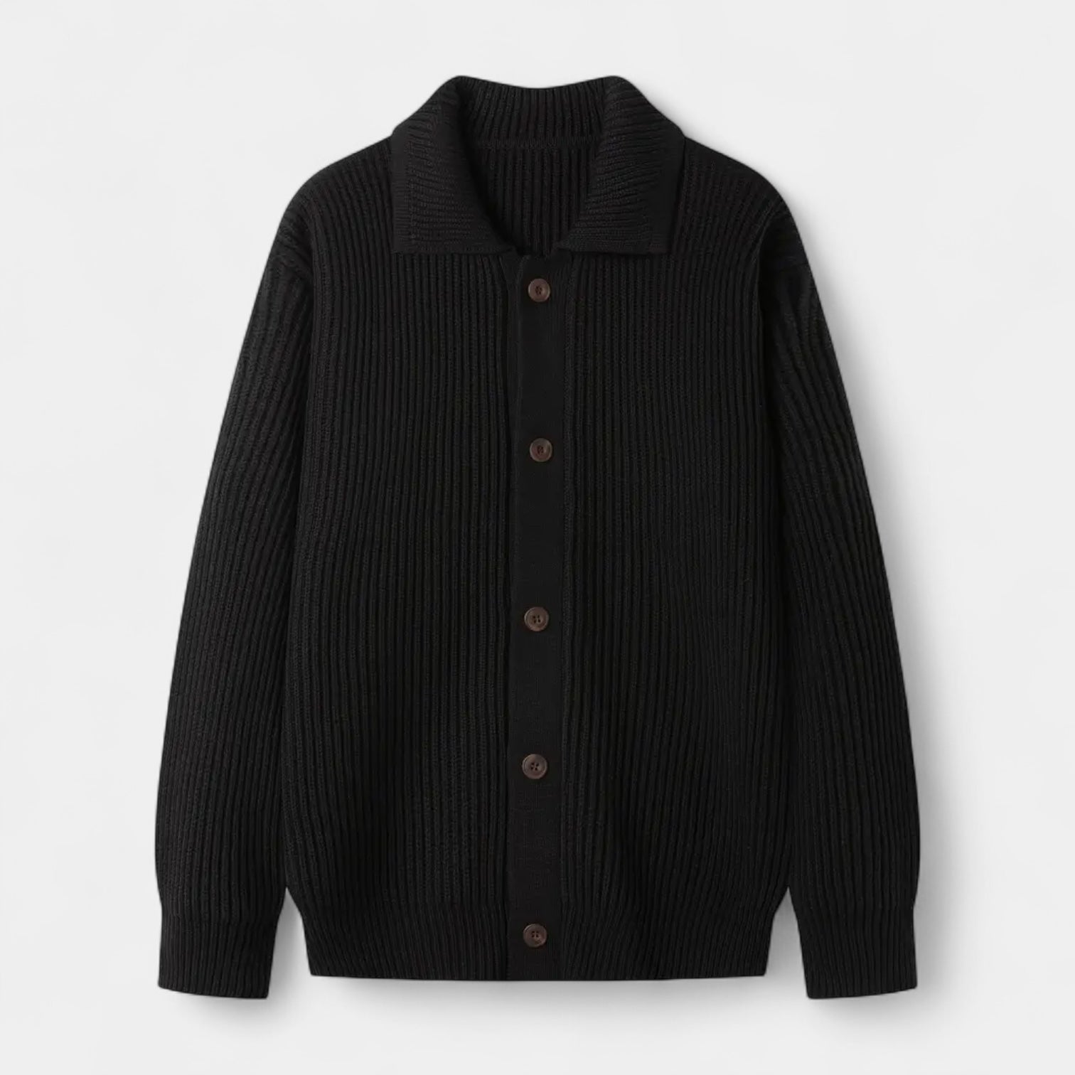 Vintares | Ribbed Knit Button-Up Cardigan for Men