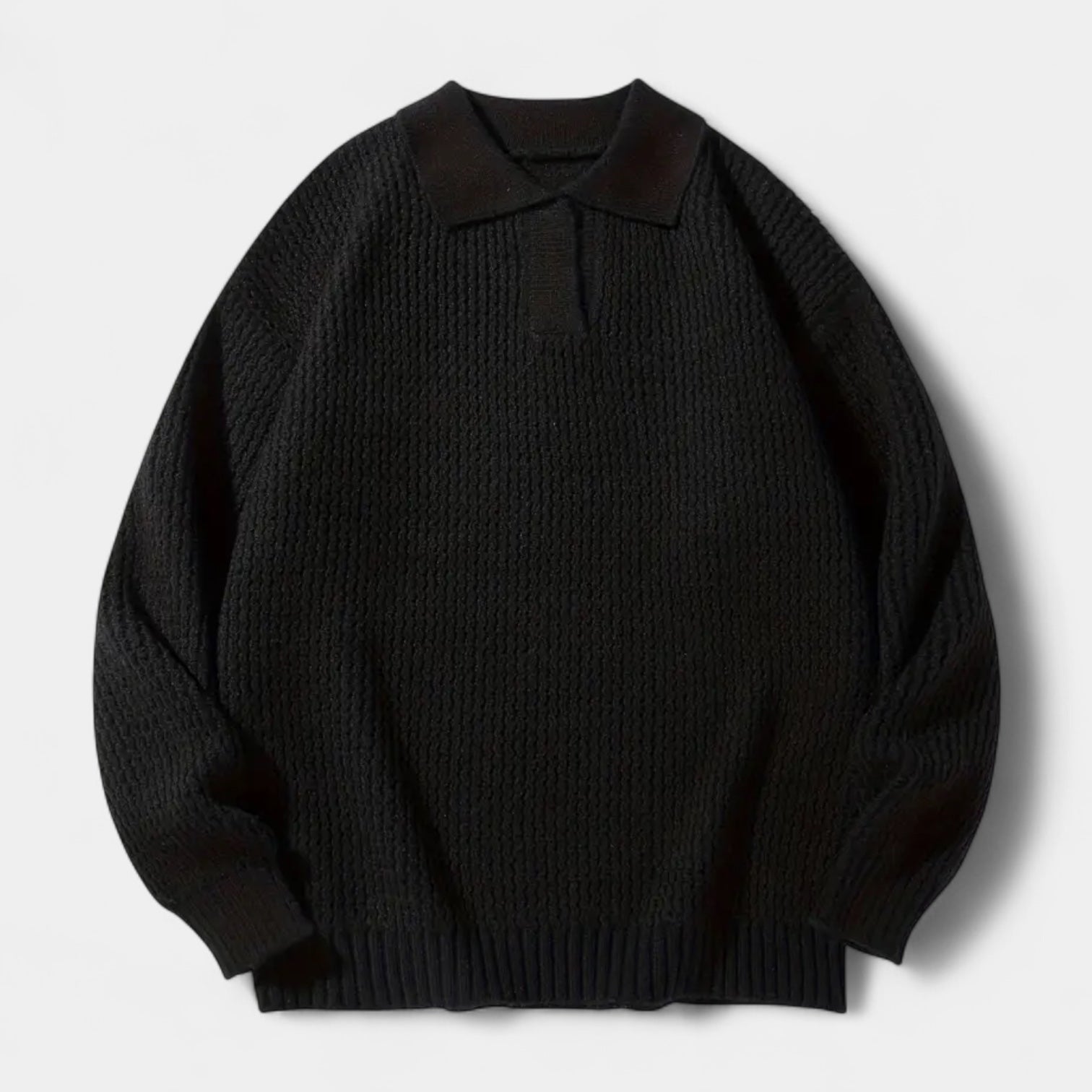 Vintares | Textured Knit Polo Sweater for Men