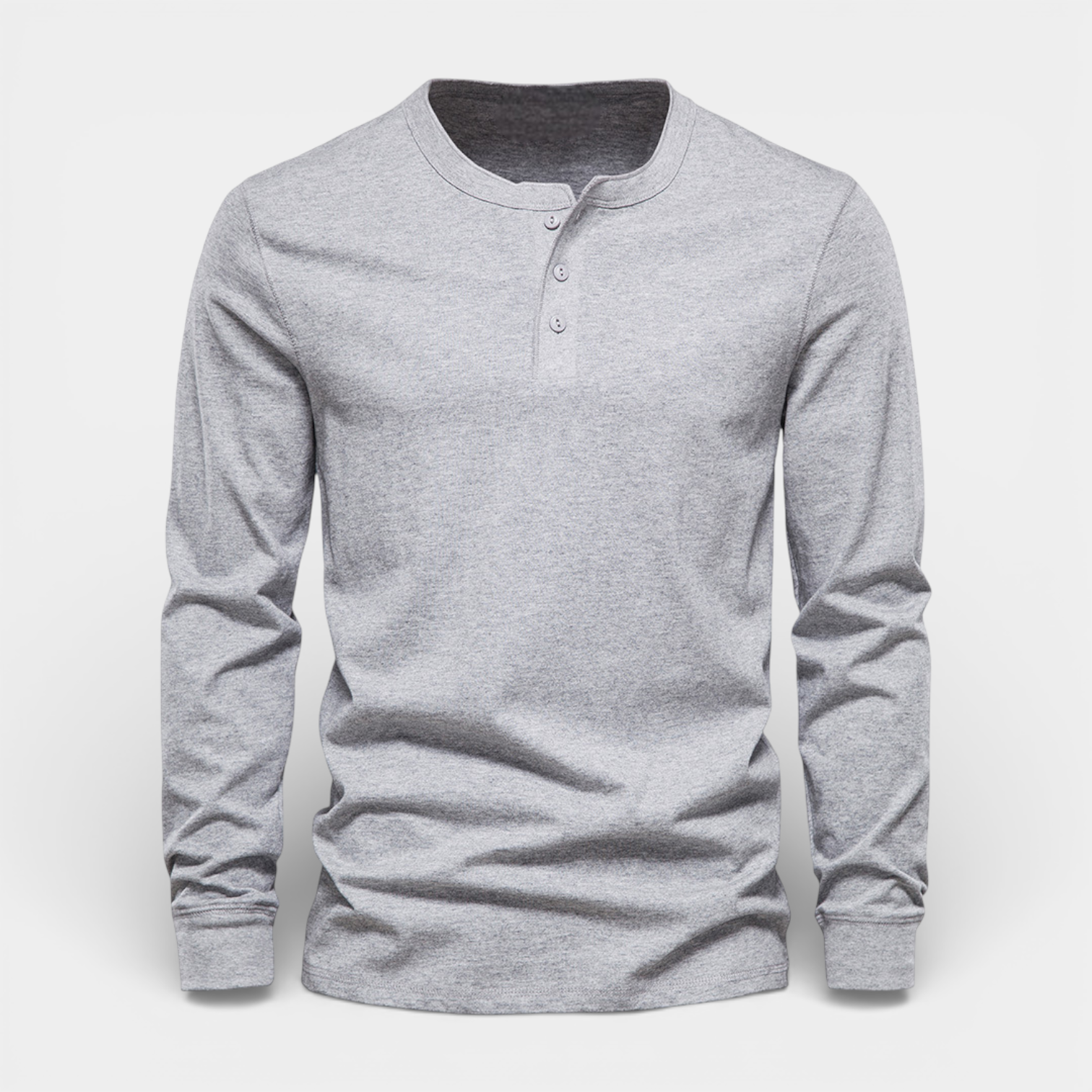 Long Sleeve Henley Shirt Button Placket Regular Fit for Men