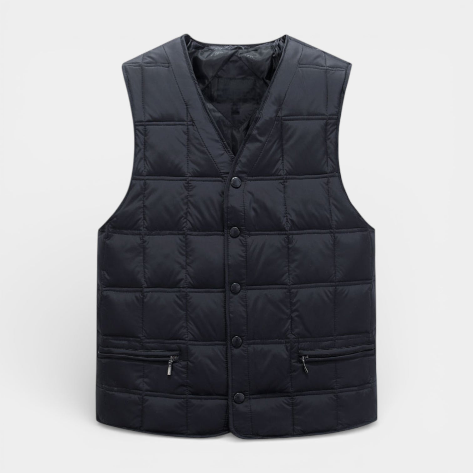 Vintares | Men’s Button-Up Quilted Vest with V-Neck and Zip Pockets