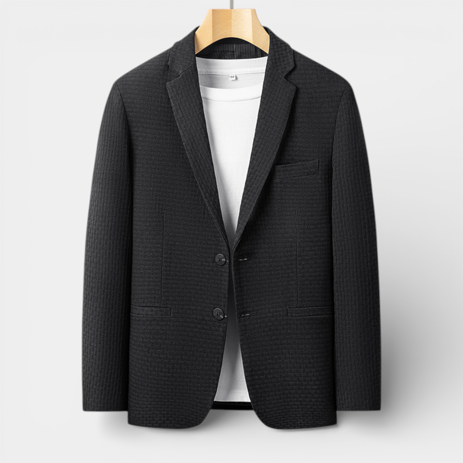 Single-Breasted Structured Blazer Notch Lapel for Men