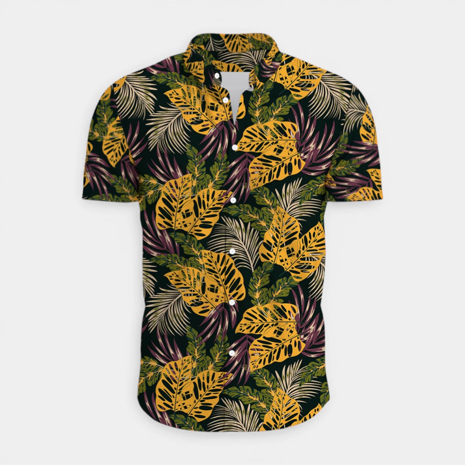 Tropical Floral Print Shirt Short Sleeve Regular Fit for Men