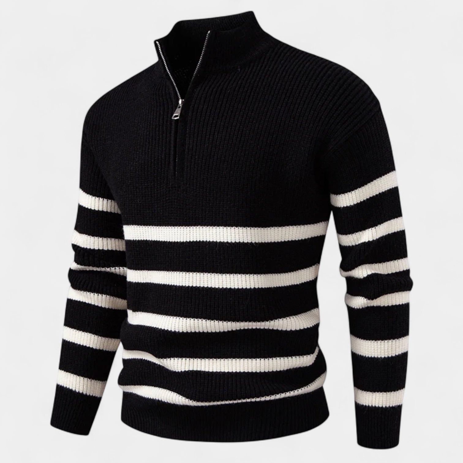 Vintares | Striped Quarter-Zip Sweater for Men