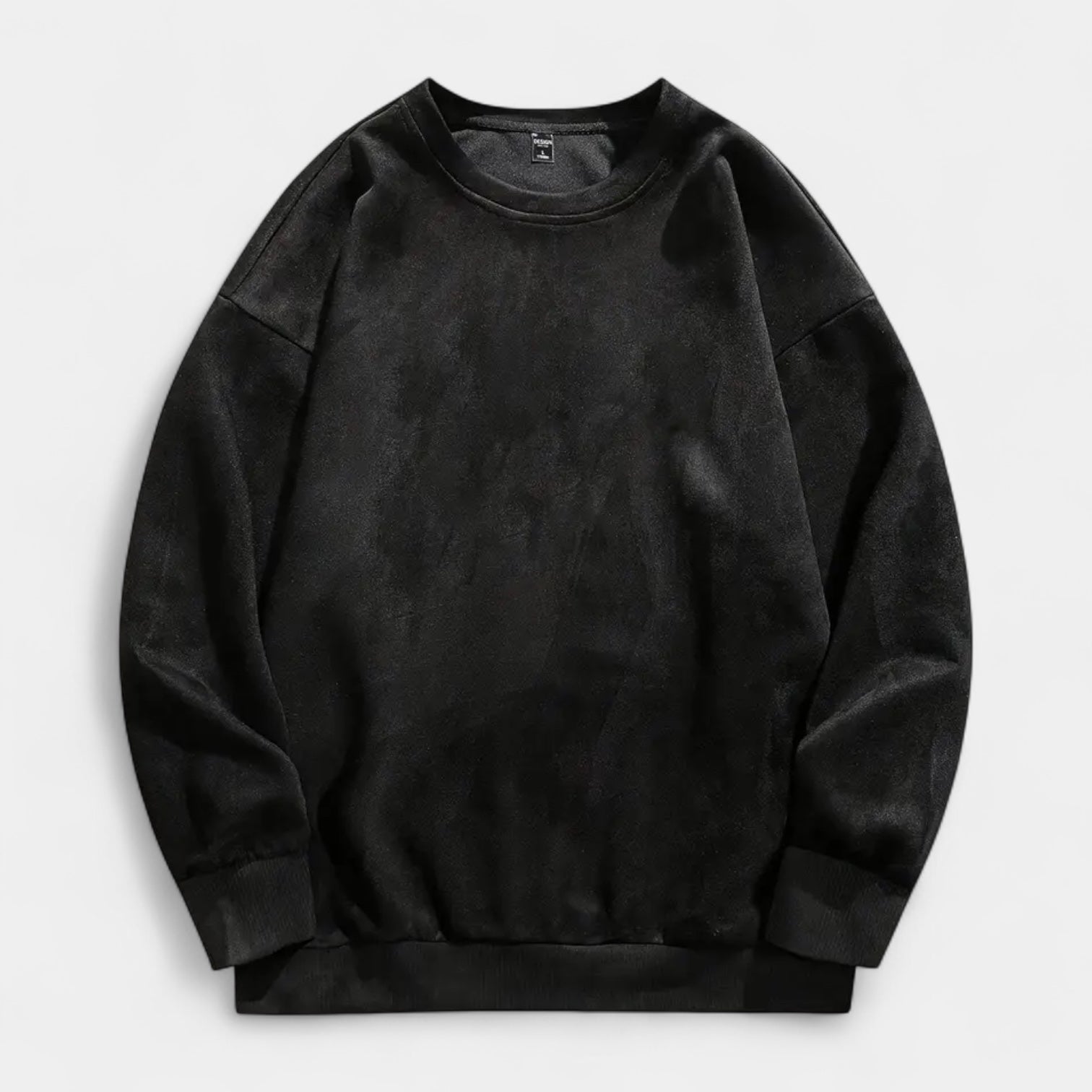 Washed Crewneck Sweater Relaxed Fit Ribbed for Men