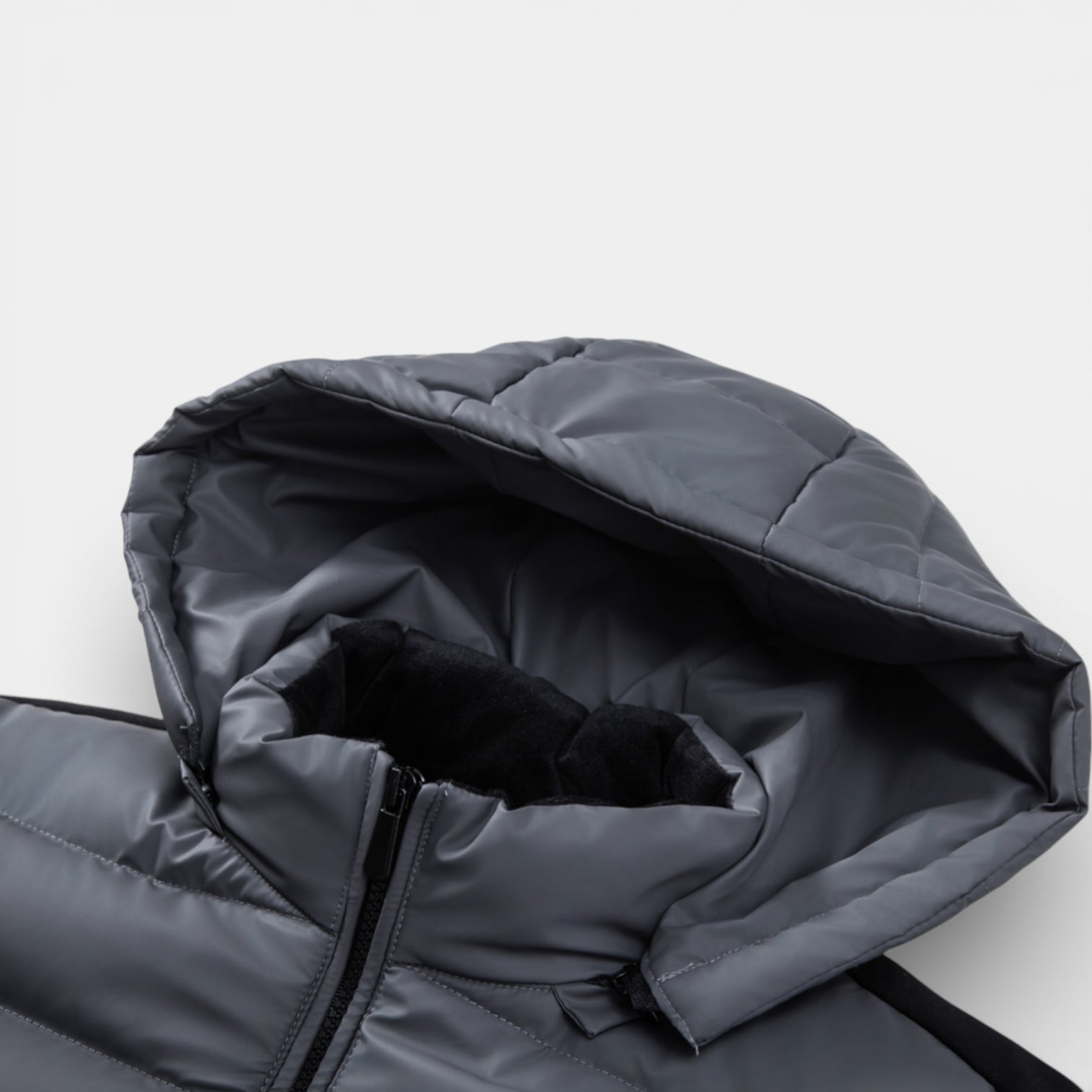 Vintares | Men’s Quilted Hooded Zip-Up Jacket - Stretch Sleeves