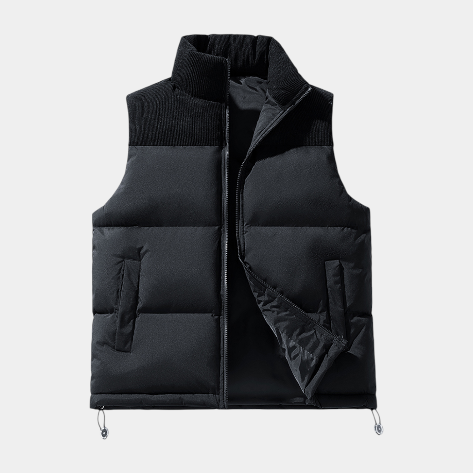 Quilted Puffer Vest Full-Zip Stand Collar for Men