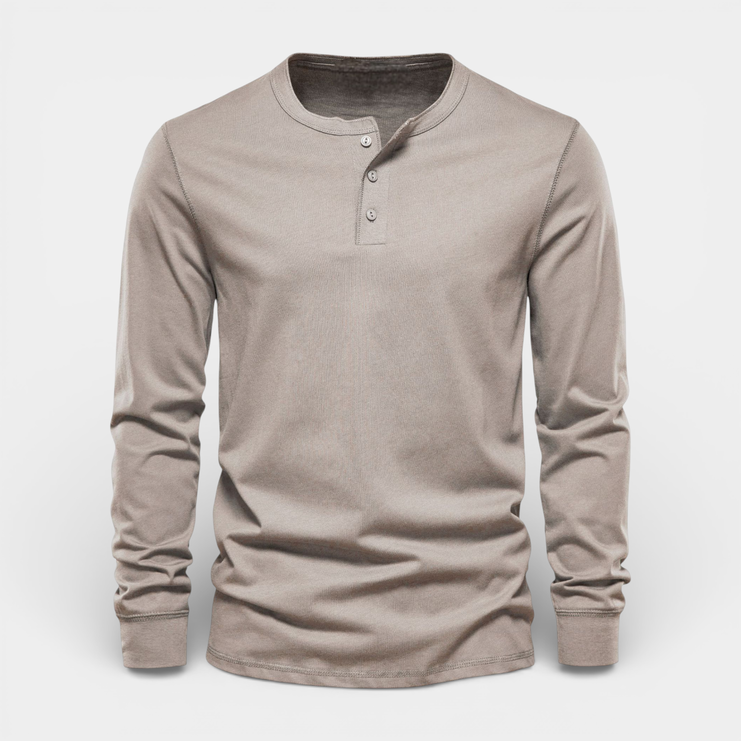 Long Sleeve Henley Shirt Button Placket Regular Fit for Men