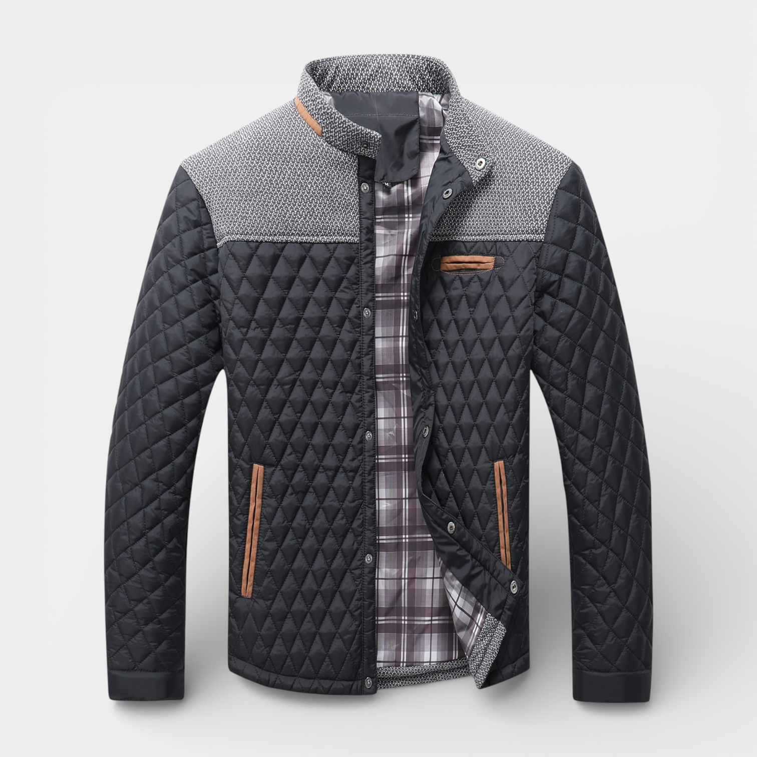 Quilted Jacket Regular Fit Zip-Up Lightweight for Men