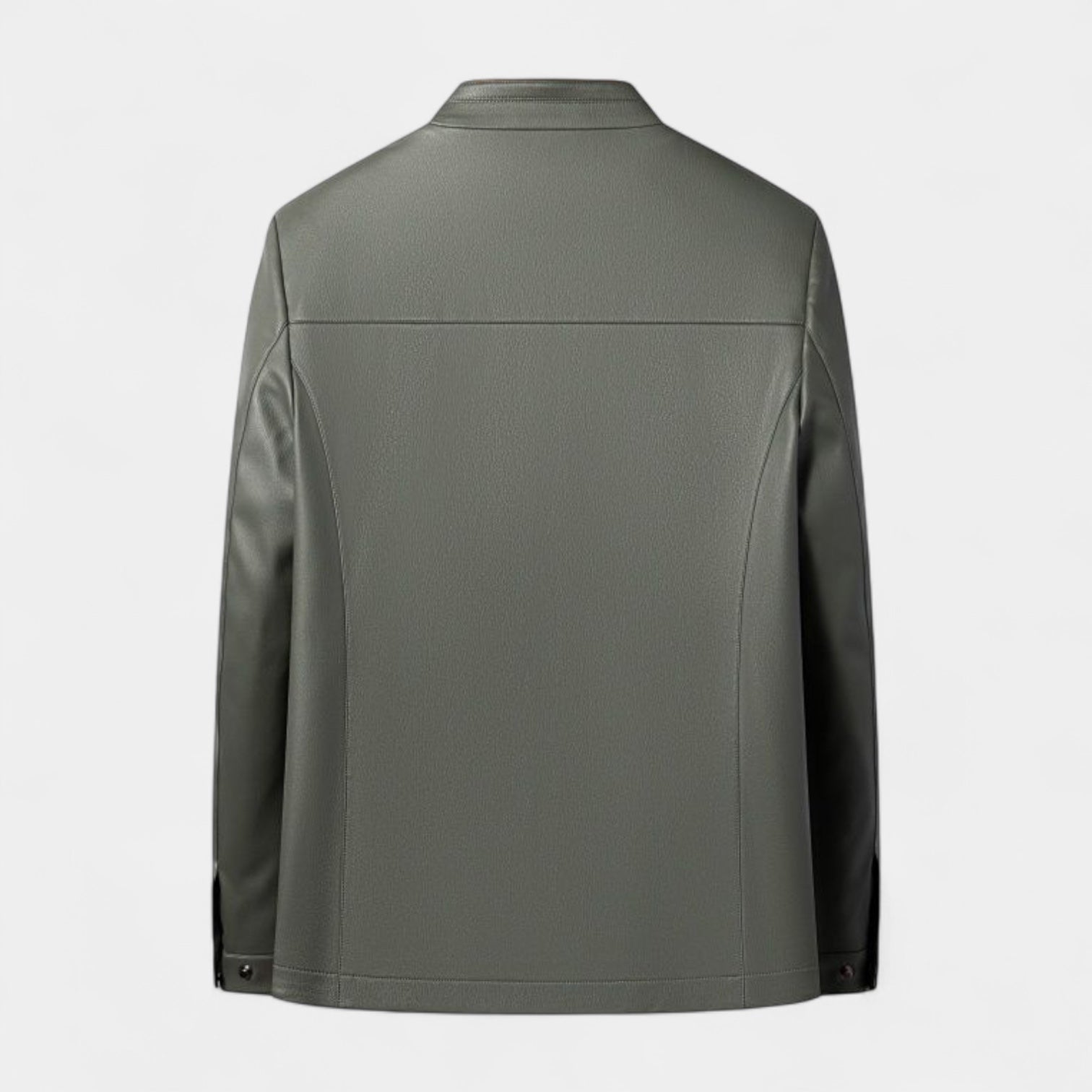 Vintares | Genuine Leather Stand Collar Jacket for Men – Minimalist Zip-Up Outerwear