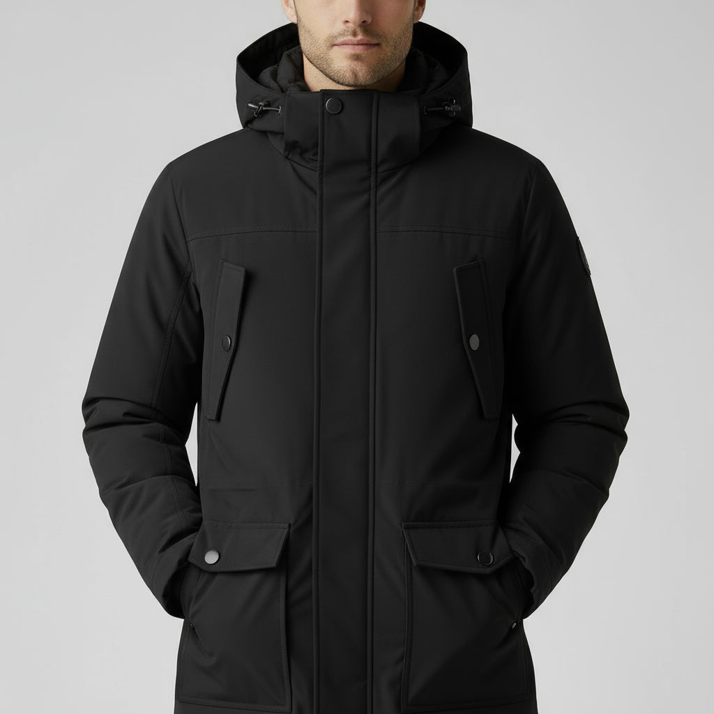 Vintares | Long Puffer Parka with Detachable Hood for Men