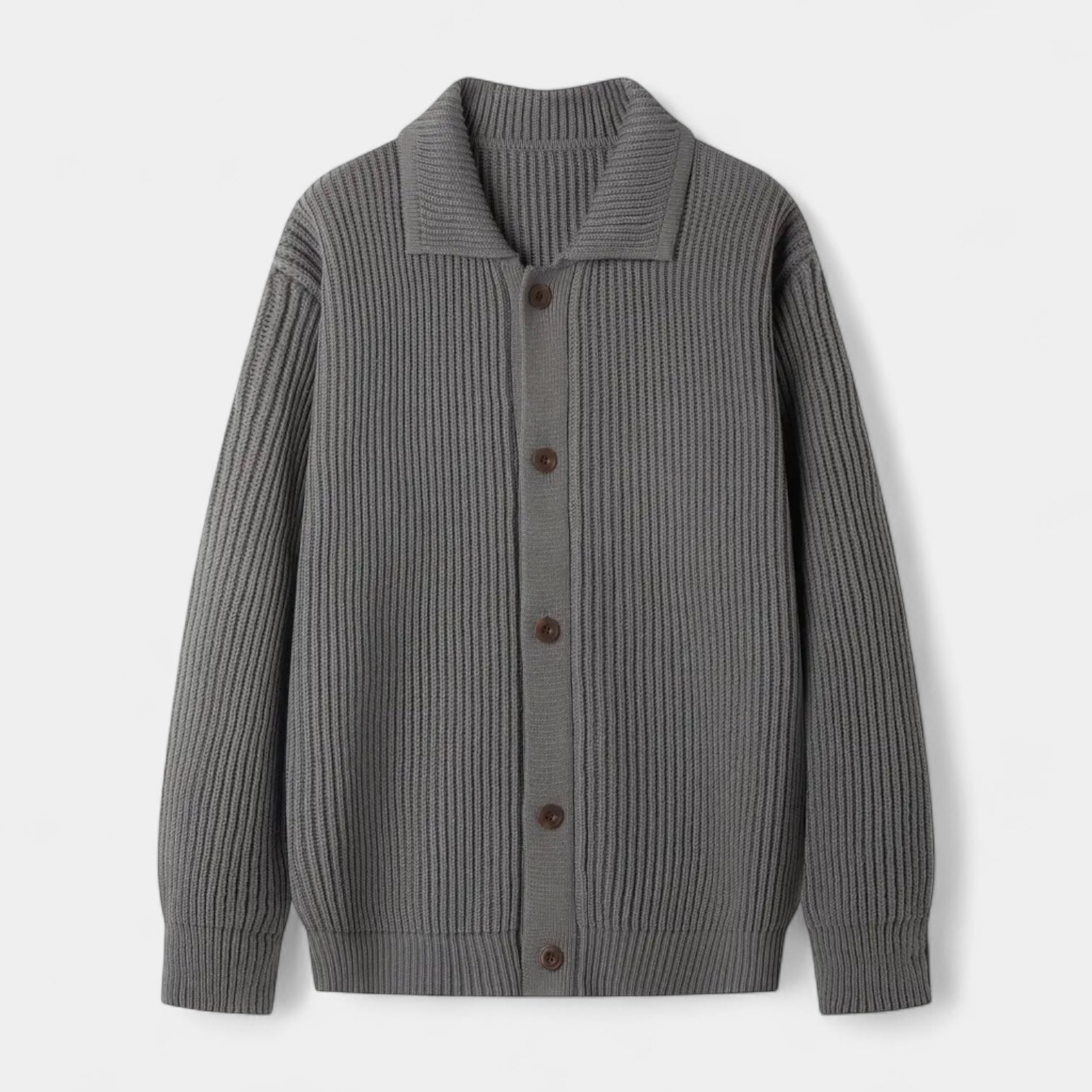 Vintares | Ribbed Knit Button-Up Cardigan for Men