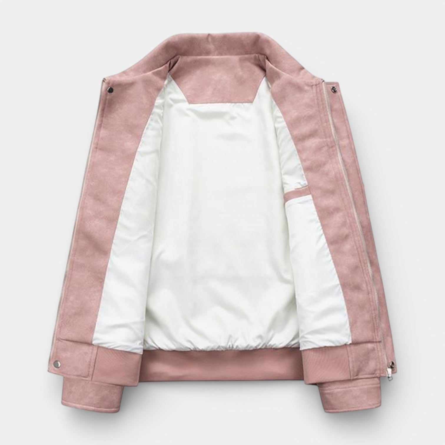 Collared Zip Jacket Suede-Touch Relaxed Fit for Men