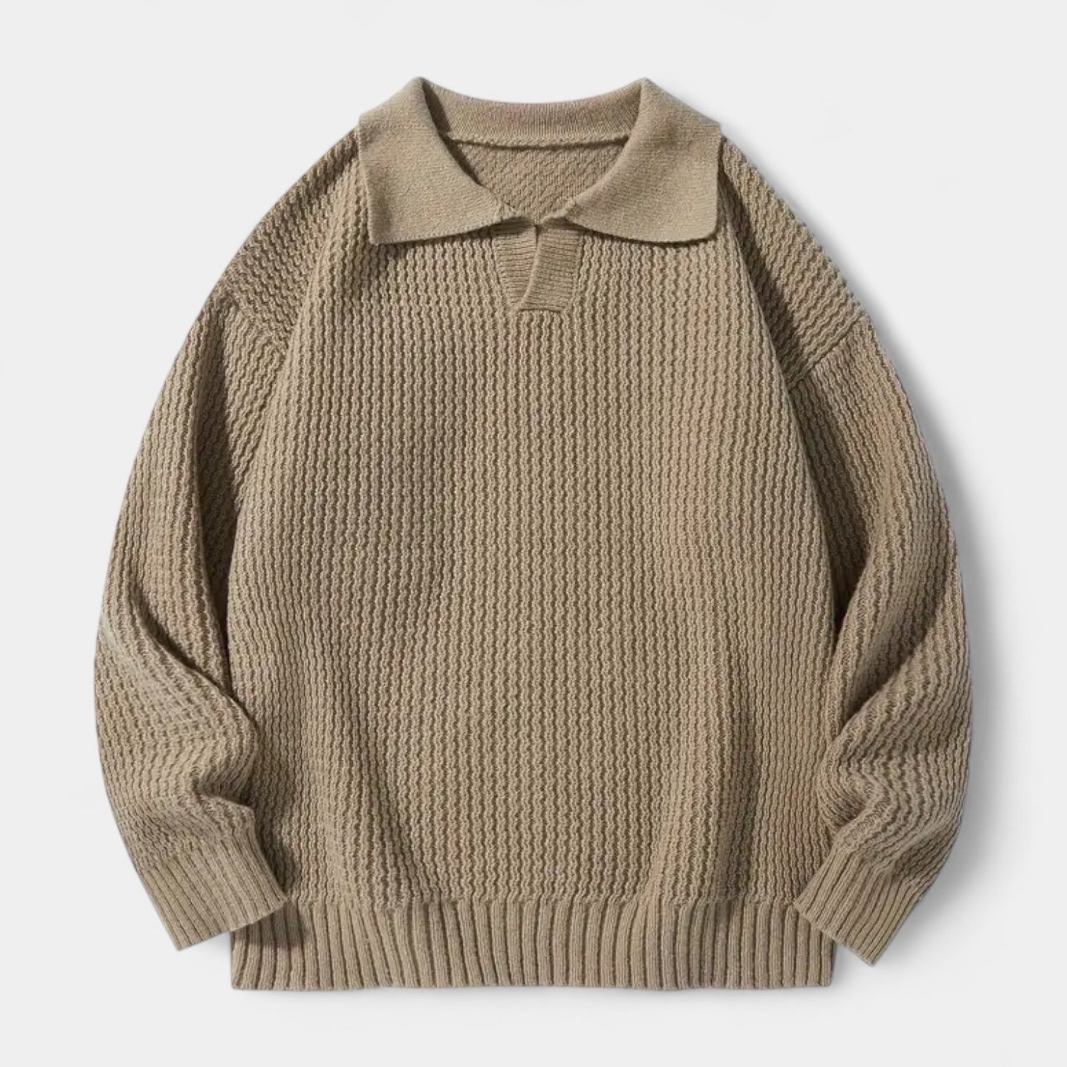 Vintares | Textured Knit Polo Sweater for Men