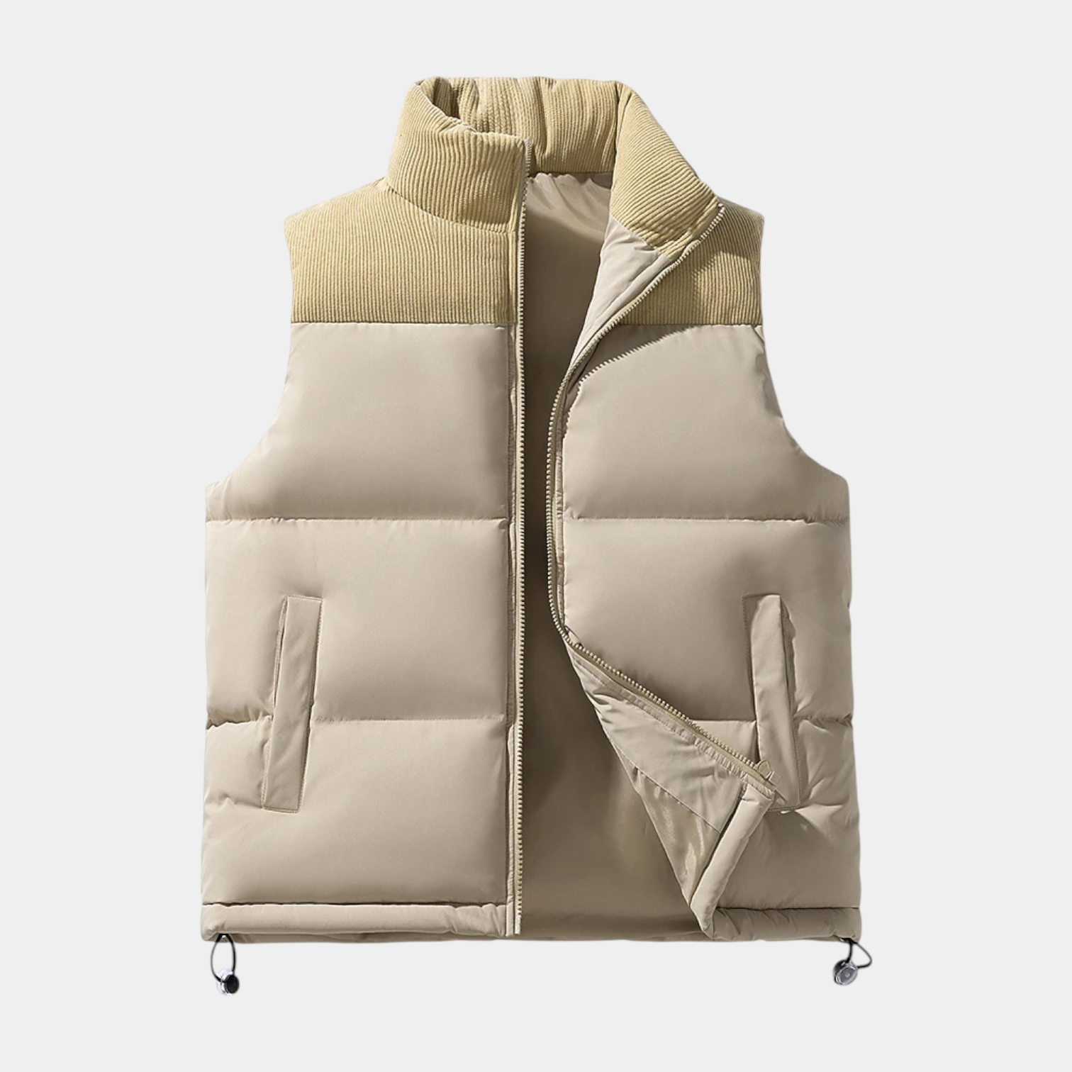 Quilted Puffer Vest Full-Zip Stand Collar for Men