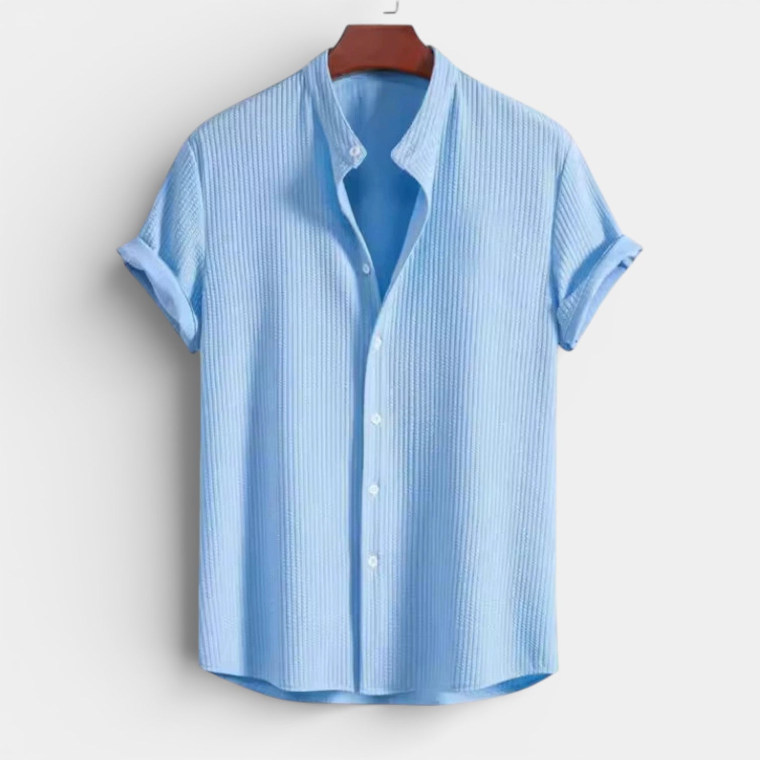 Textured Short Sleeve Button-Up Shirt Regular Fit for Men