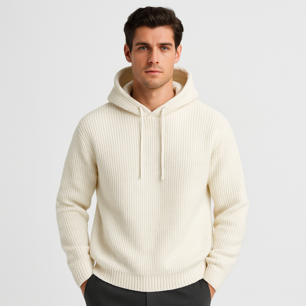 Vintares | Ribbed Knit Hoodie for Men