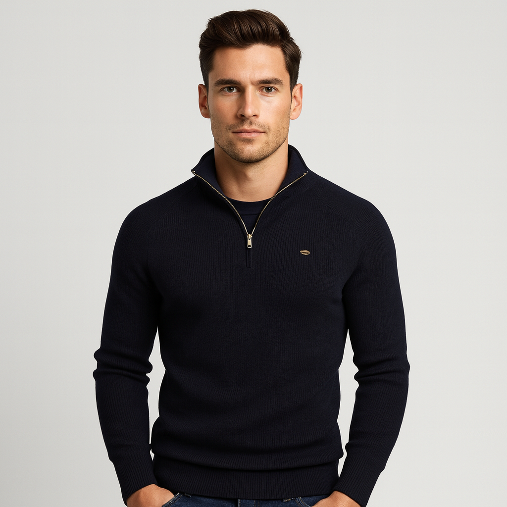 Vintares | Quarter Zip Knit Jumper for Men
