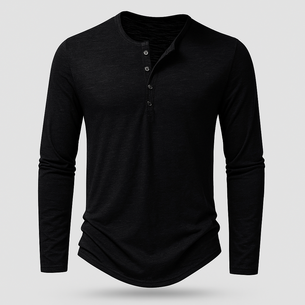 Vintares | Casual Long-Sleeve Henley Shirt in Cotton