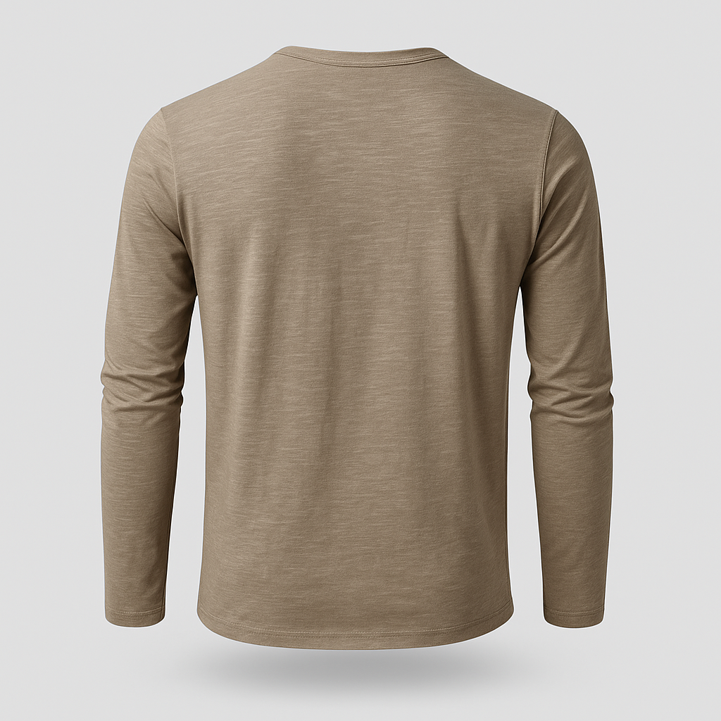 Vintares | Casual Long-Sleeve Henley Shirt in Cotton