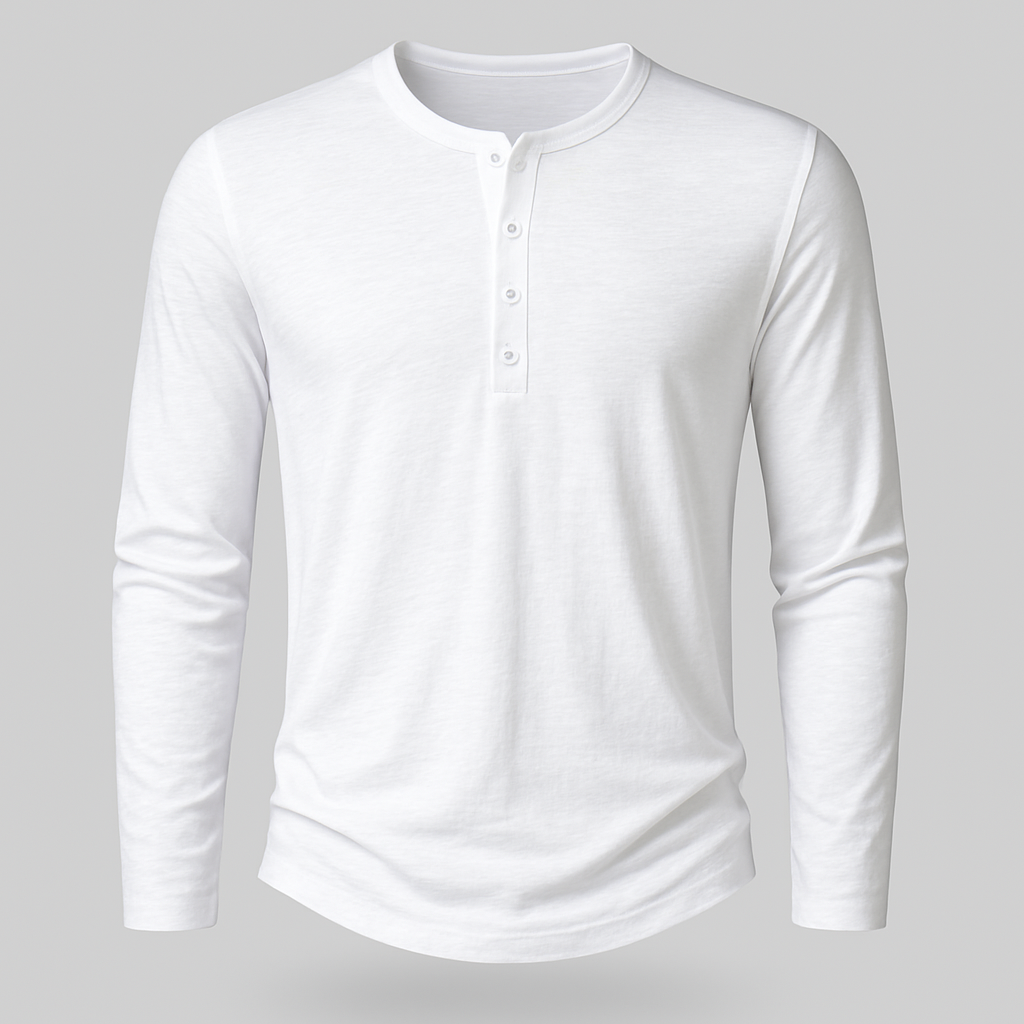 Vintares | Casual Long-Sleeve Henley Shirt in Cotton
