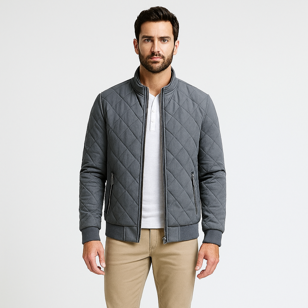 Vintares | Diamond-Lined Bomber Jacket for Men - Padded Sports Jacket
