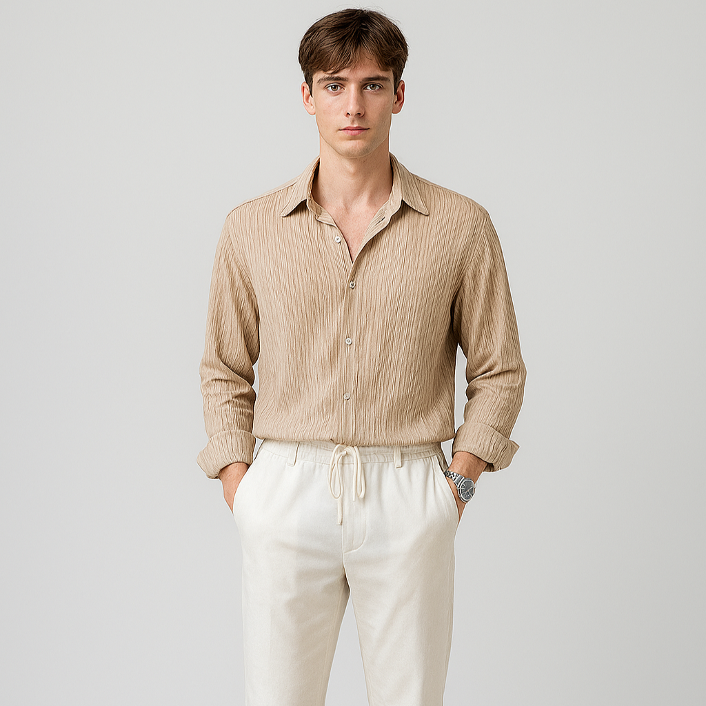 Vintares | Long-Sleeved Business Shirt for Men - Old Money Loose Fit