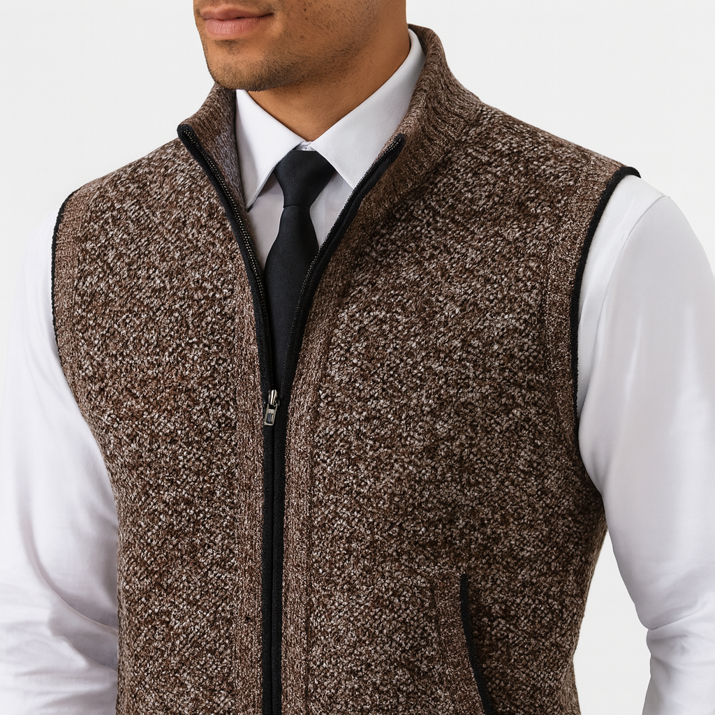 Vintares | Knitted Zip Gilet for Men